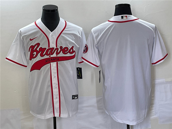 Men's Atlanta Braves Blank White Cool Base With Patch Stitched Baseball Jersey